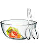 WMF Glass Salad Bowl with Salad Servers 24cm